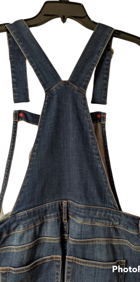 TOMMY HILFIGER Soft Denim Overalls Cropped Raw Hem Logo 6 New with Tags - Picture 5 of 8